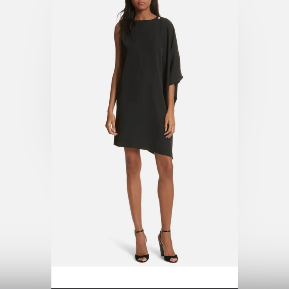 TED BAKER London Black Side Drape Pearl Rose Gold Detail Aubreey Dress - EUC